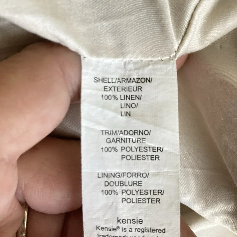 Kensie Linen Mini Dress in Natural Cream with Floral Appliqué - Picture 12 of 14